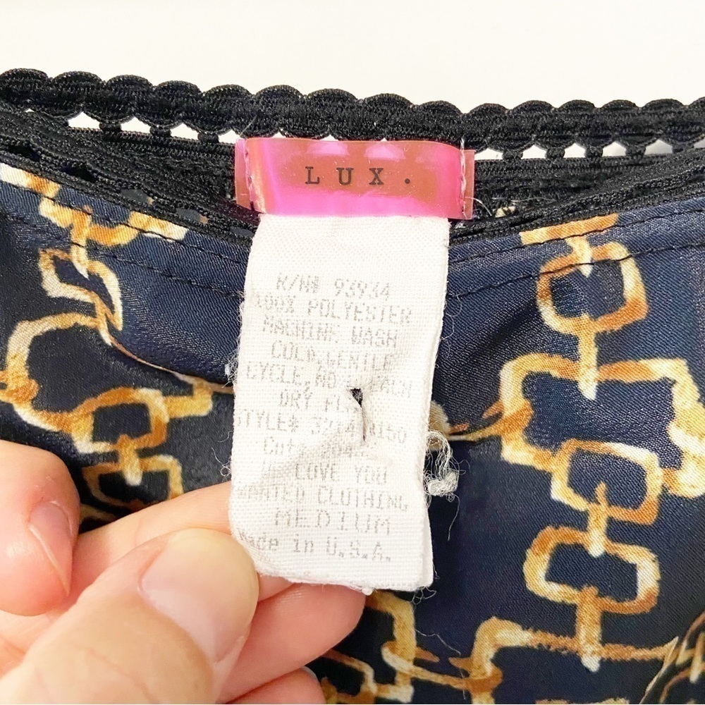 LUX. | Y2K/ 90s Style Gold Chain Link Print Slip Skirt Size Medium - Picture 3 of 7
